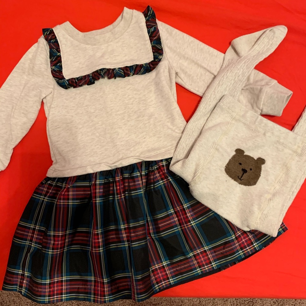 GAP Christmas dress w/ teddy bear tights
